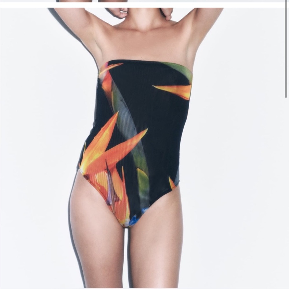 Zara sheer vibrant colorful bodysuit